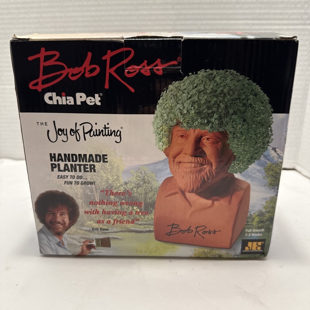 Chia Pet Bob Ross Decorative Pottery Planter Unused in‎ Open Box 2017